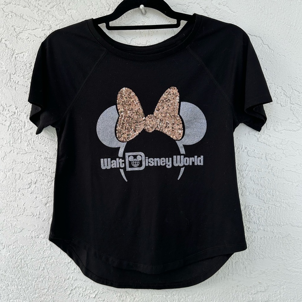 Disney Parks Belle Of The Ball Bronze Minnie Mouse Ear Headband Tee XS
